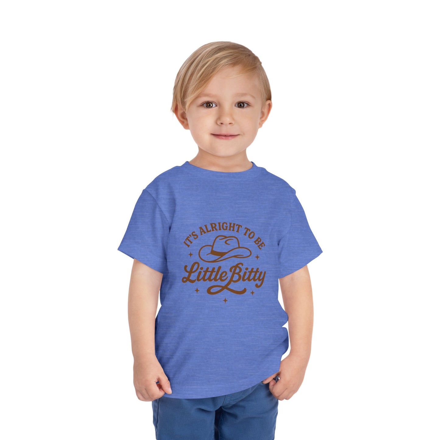 Toddler Tee — "It's Alright to Be Little Bitty" Cowboy Graphic