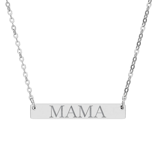 Engraved 'MAMA' Horizontal Bar Necklace