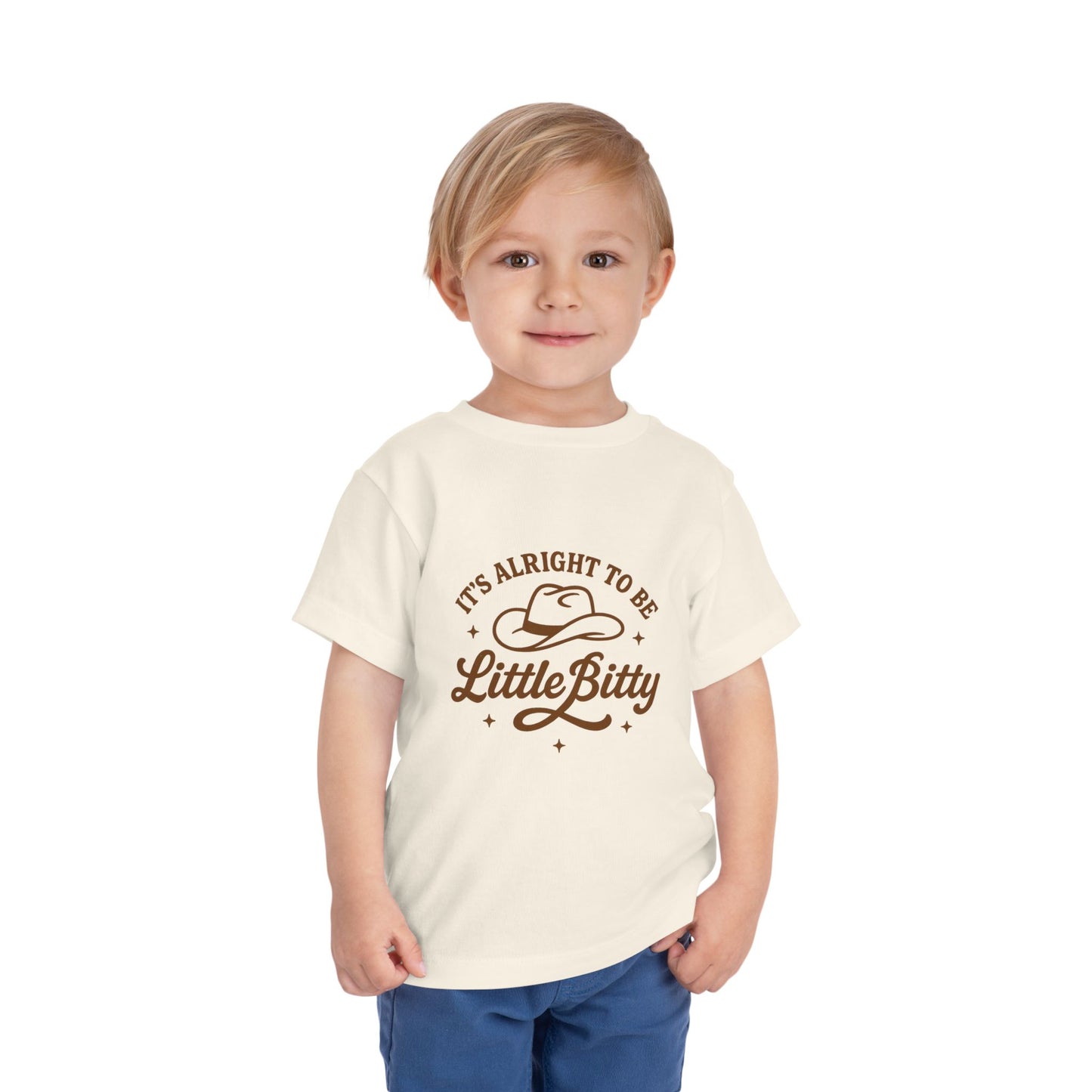 Toddler Tee — "It's Alright to Be Little Bitty" Cowboy Graphic