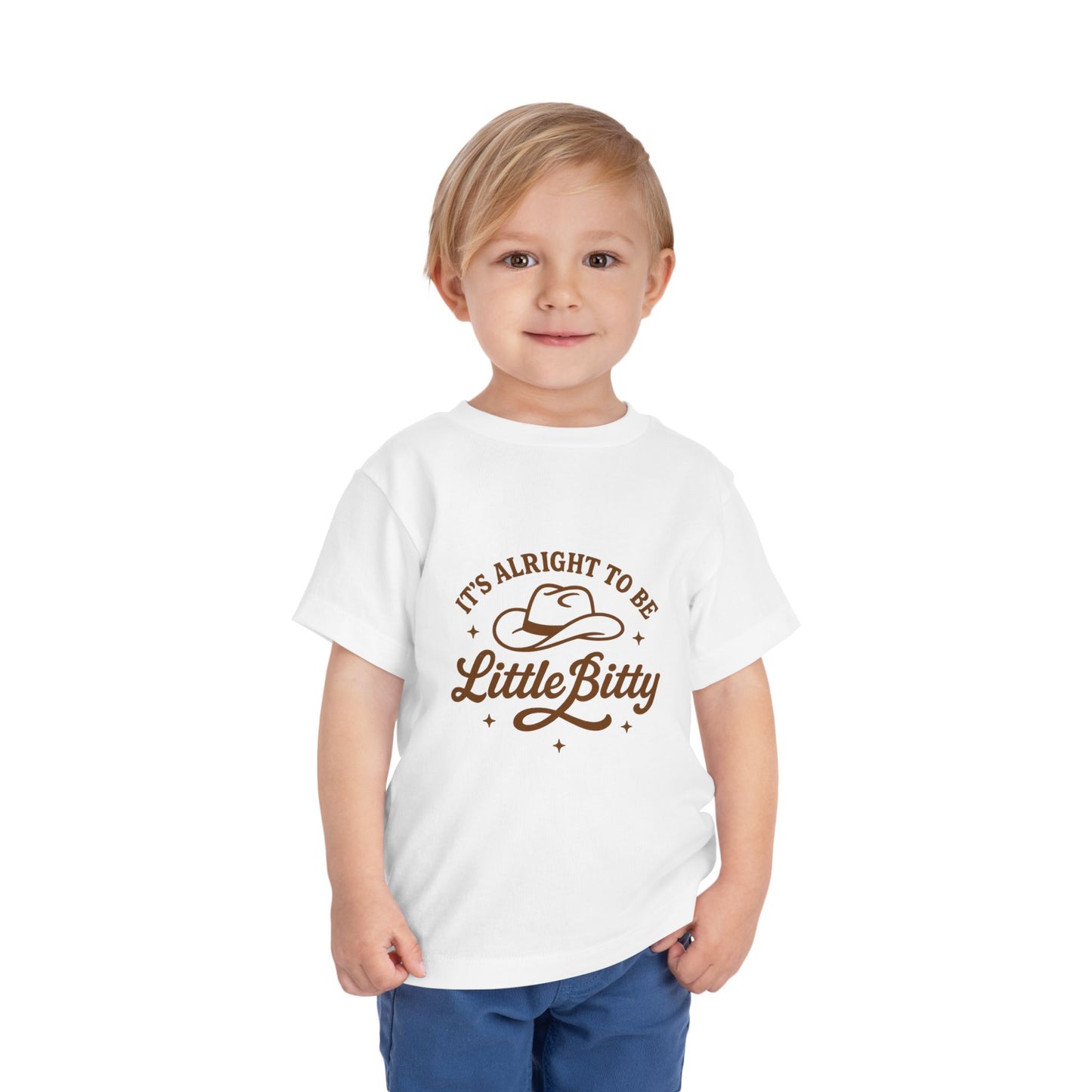 Toddler Tee — "It's Alright to Be Little Bitty" Cowboy Graphic