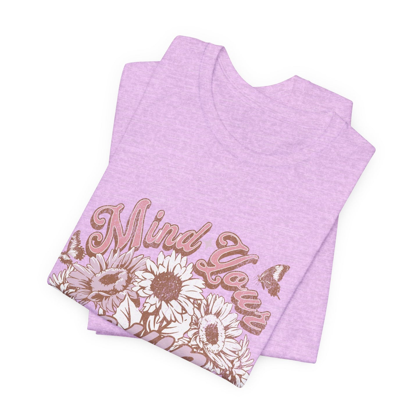 Mind Your Own Motherhood Tee — Floral Mom Shirt with Retro Script