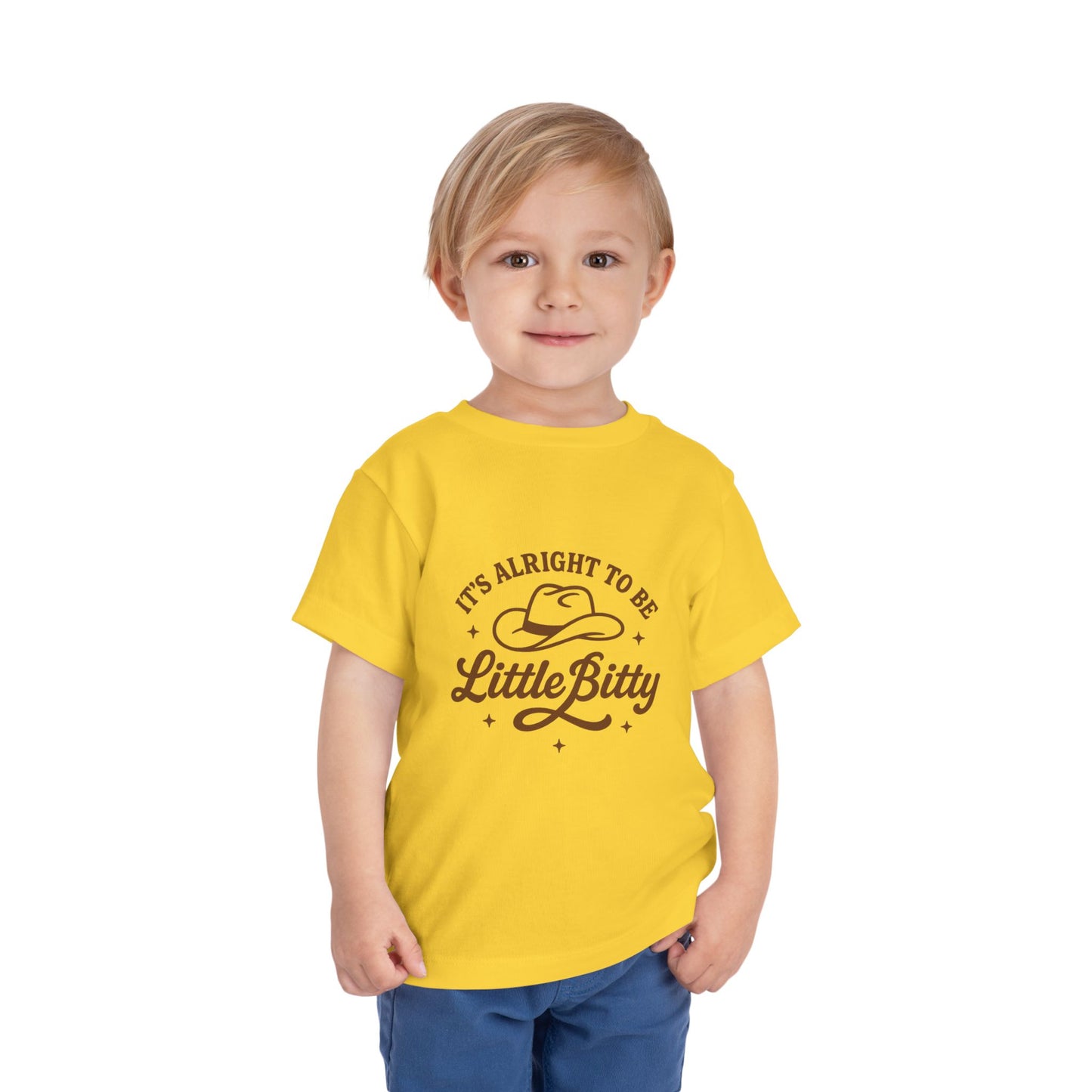 Toddler Tee — "It's Alright to Be Little Bitty" Cowboy Graphic