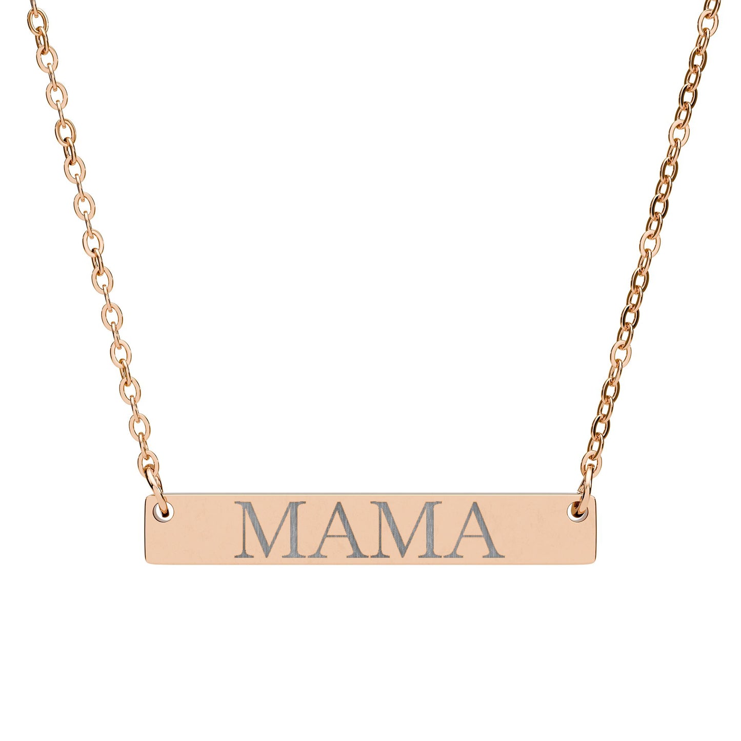 Engraved 'MAMA' Horizontal Bar Necklace — Personalized Mom Nameplate Pendant