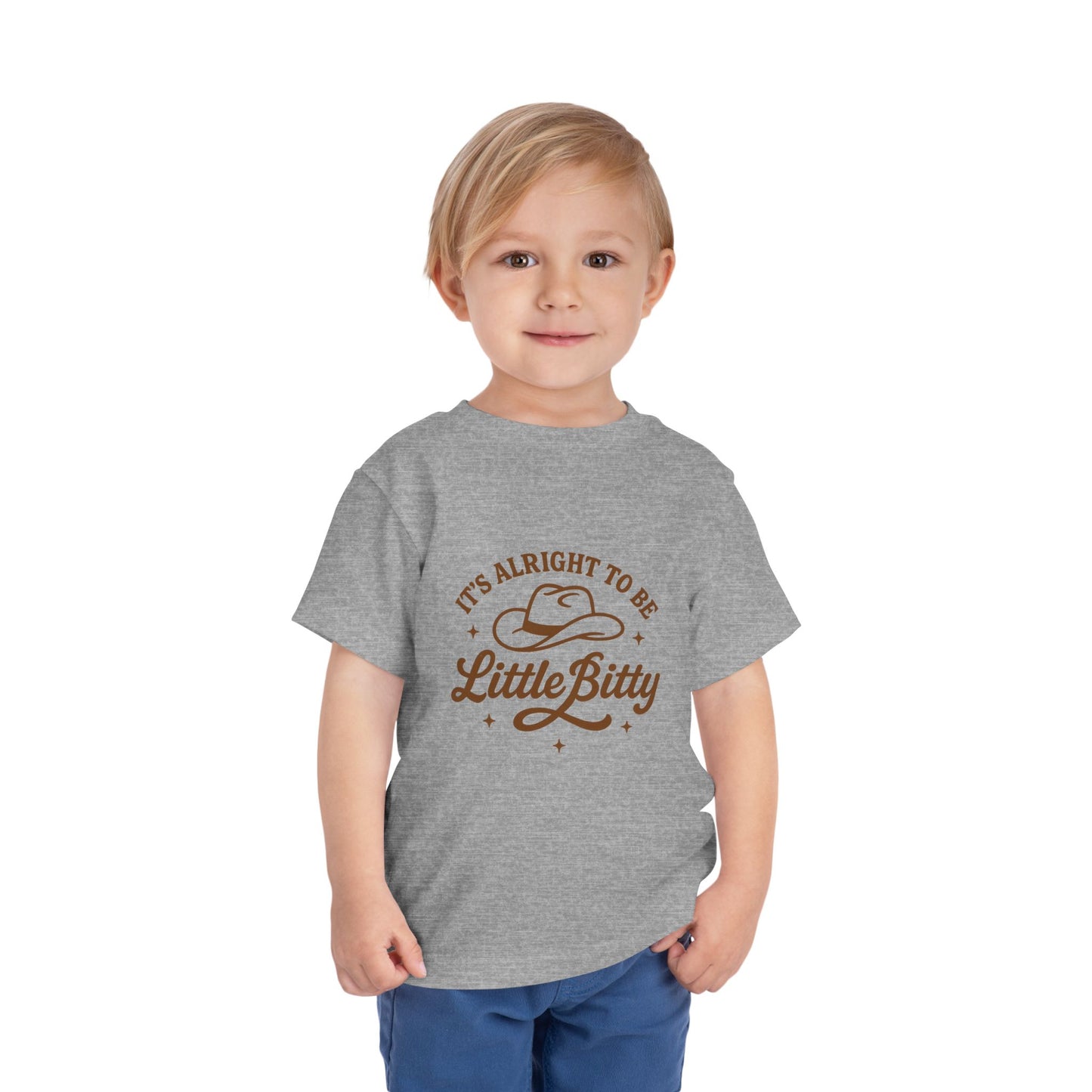Toddler Tee — "It's Alright to Be Little Bitty" Cowboy Graphic