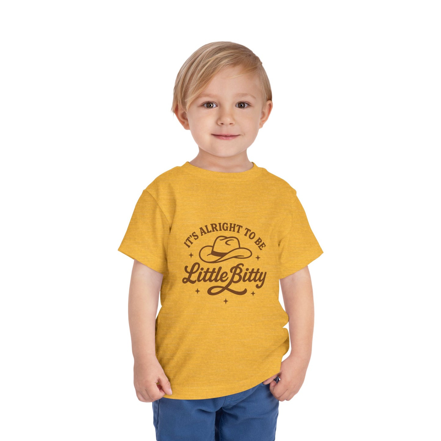 Toddler Tee — "It's Alright to Be Little Bitty" Cowboy Graphic