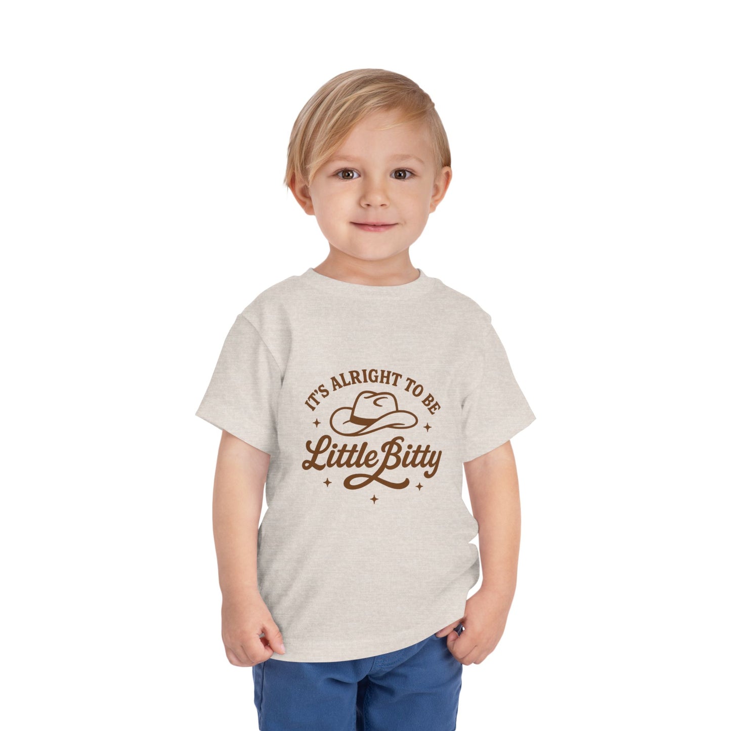 Toddler Tee — "It's Alright to Be Little Bitty" Cowboy Graphic