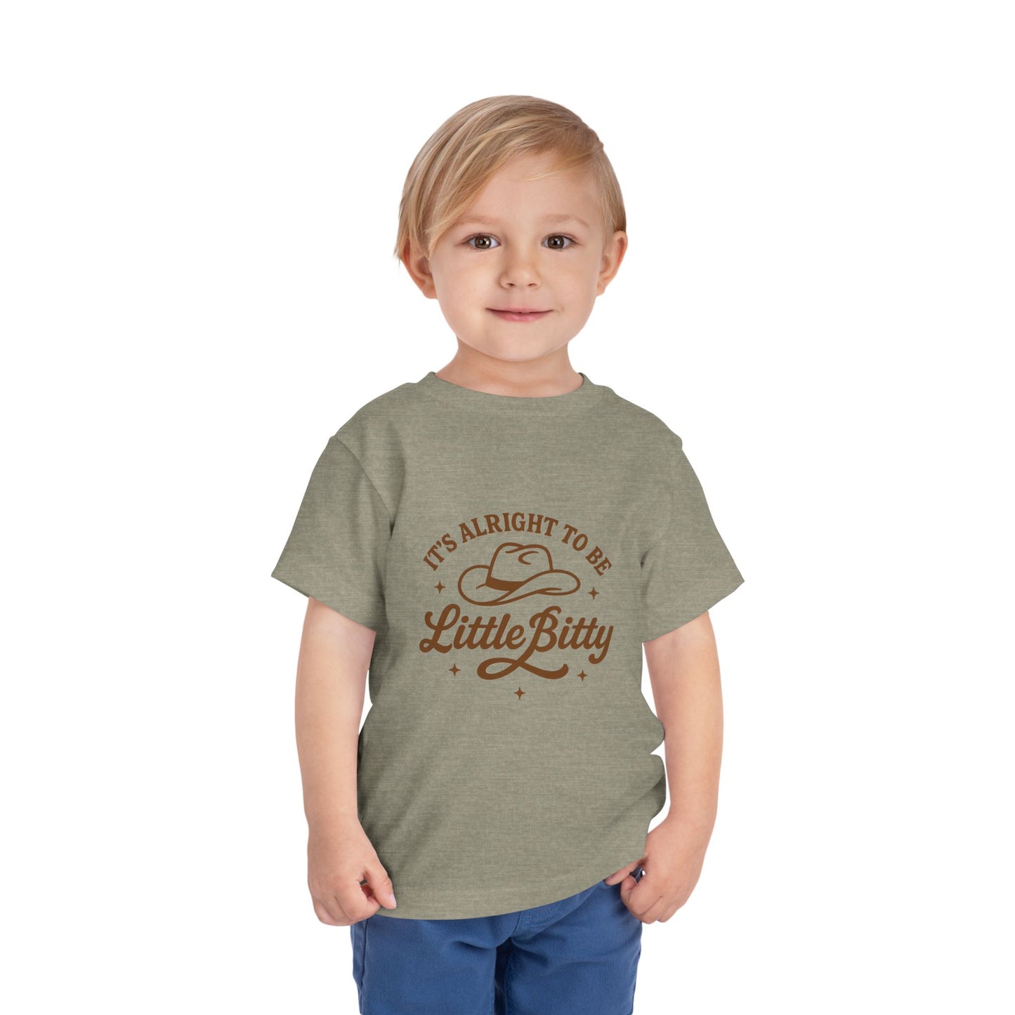 Toddler Tee — "It's Alright to Be Little Bitty" Cowboy Graphic